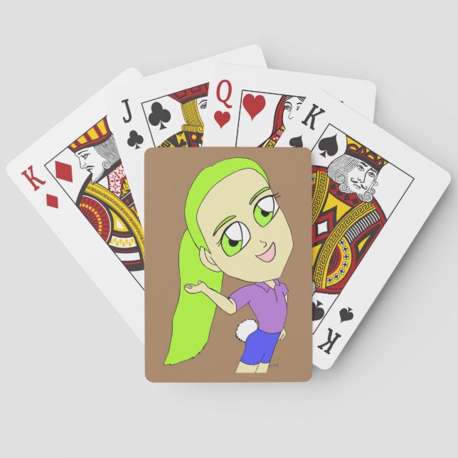 chibi girl with a bunny tail    poker cards (Back)