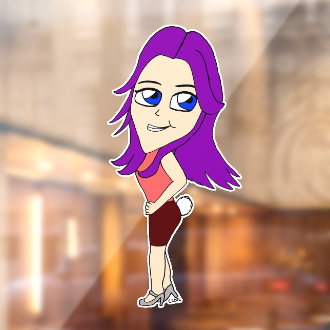 chibi girl with a bunny tail window cling (Sheet 2)