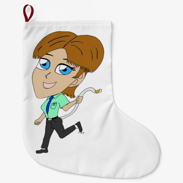 chibi girl with a tail large christmas stocking (Front)
