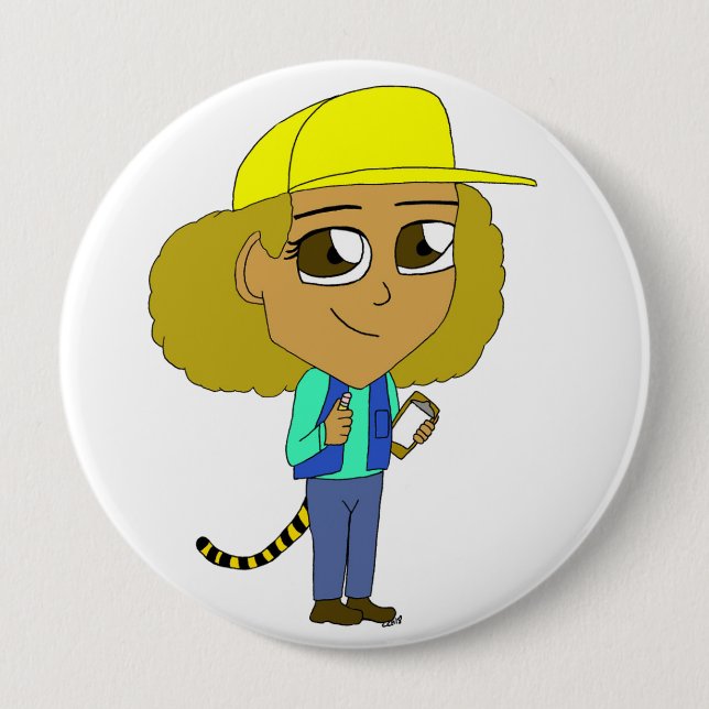 chibi girl with a tiger tail button (Front)