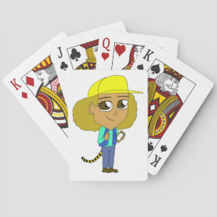 chibi girl with a tiger tail poker cards