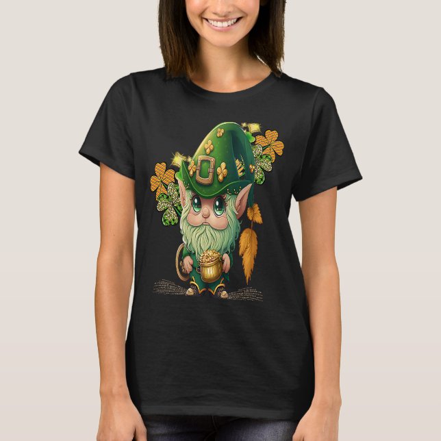 Chibi Gnome Adorable St Patrick's Day In A Cute C T-Shirt (Front)