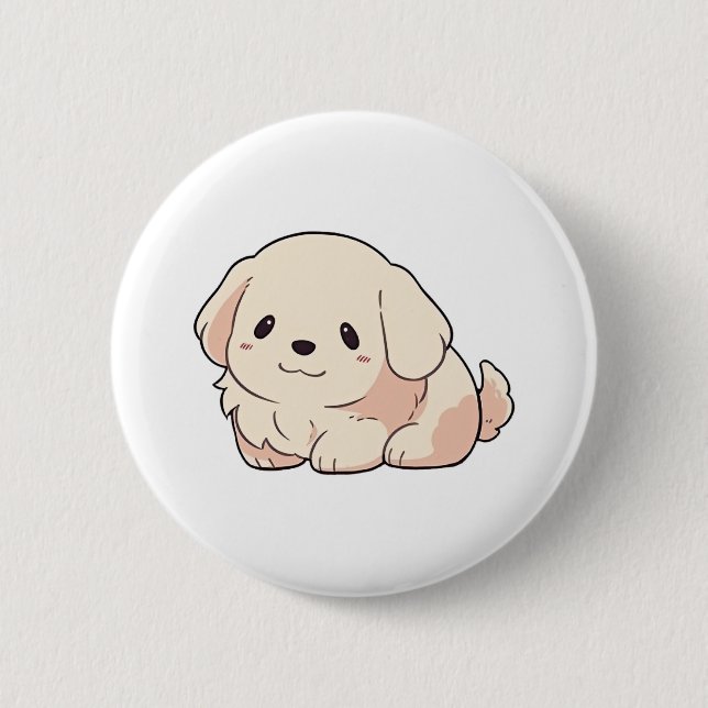 Chibi Golden Retriever Puppy Button (Front)