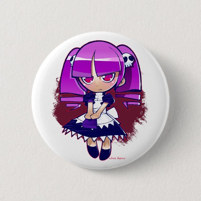 Chibi Goth Pinback Button (Front)