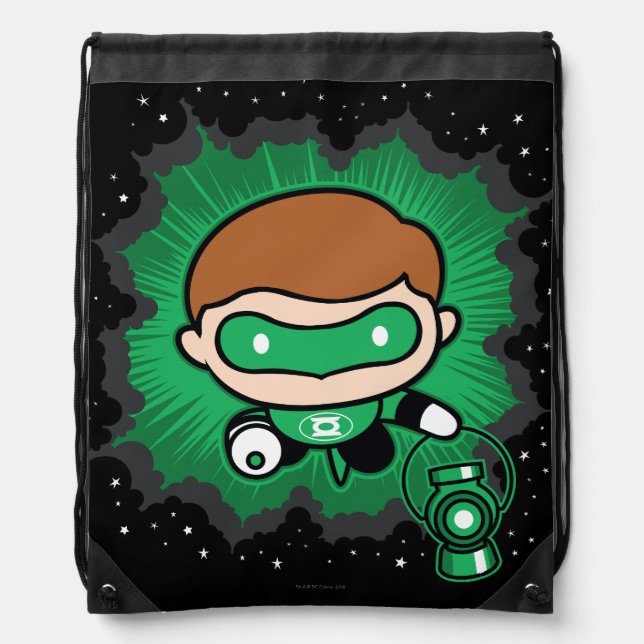 Chibi Green Lantern Flying Through Space Drawstring Bag (Front)