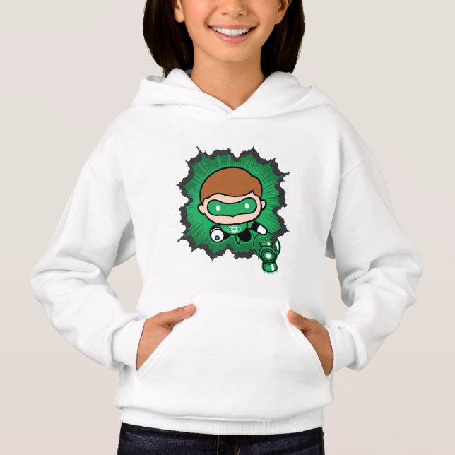 Chibi Green Lantern Flying Through Space Hoodie (Front)