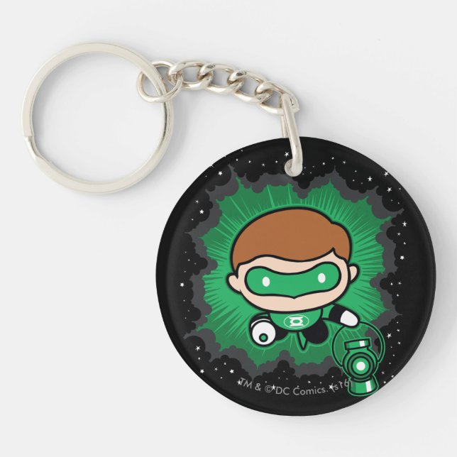 Chibi Green Lantern Flying Through Space Keychain (Front)