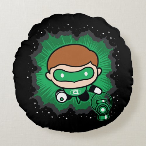 Chibi Green Lantern Flying Through Space Round Pillow