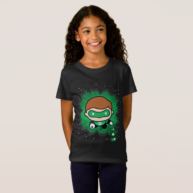 Chibi Green Lantern Flying Through Space T-Shirt (Front Full)
