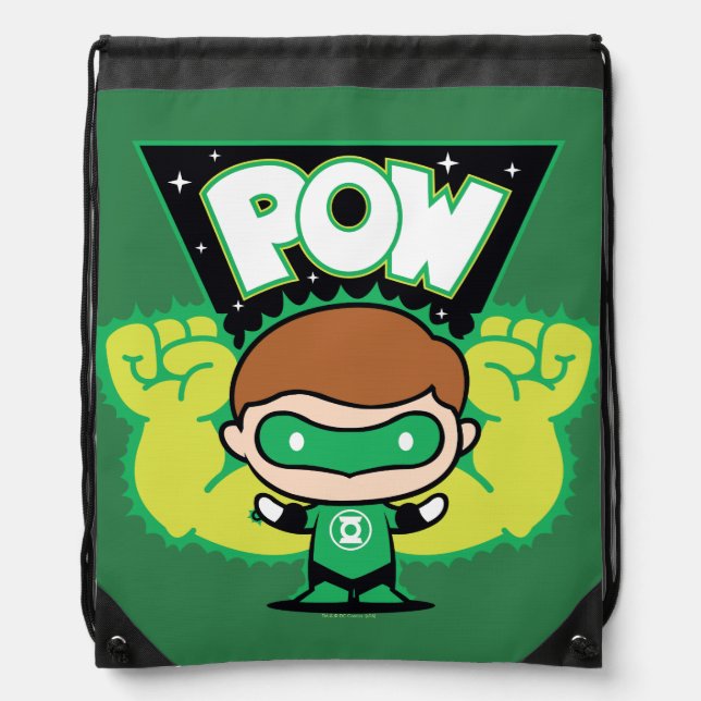 Chibi Green Lantern Forming Giant Fists Drawstring Bag (Front)
