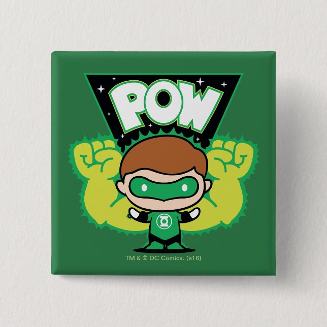 Chibi Green Lantern Forming Giant Fists Pinback Button (Front)
