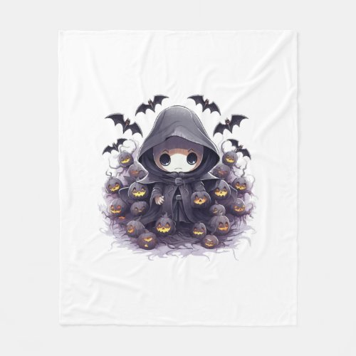 Chibi Grim Reaper Halloween _ Adorable Dark Fantas Fleece Blanket