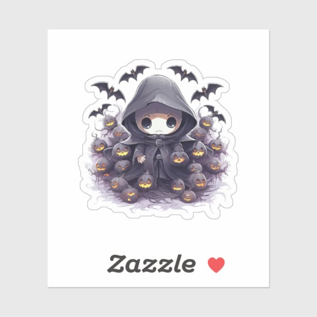Chibi Grim Reaper Halloween - Adorable Dark Fantas Sticker (Sheet)