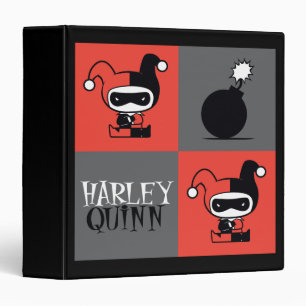 Chibi Harley Quinn Checker Pattern Binder