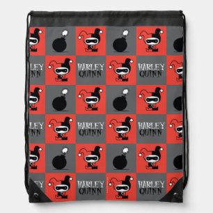 Chibi Harley Quinn Checker Pattern Drawstring Bag
