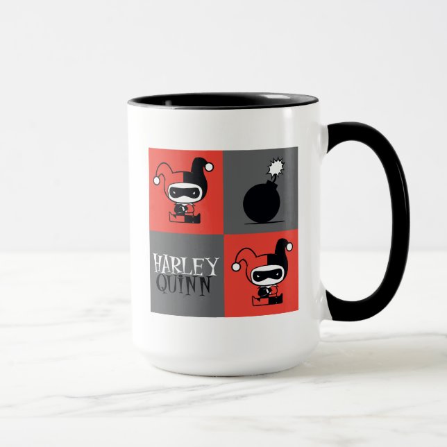 Chibi Harley Quinn Checker Pattern Mug (Right)