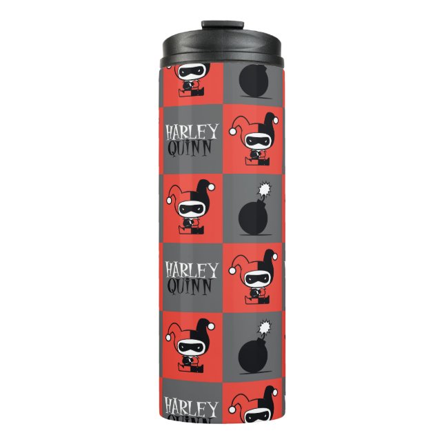 Chibi Harley Quinn Checker Pattern Thermal Tumbler (Front)