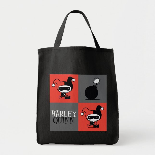 Chibi Harley Quinn Checker Pattern Tote Bag (Front)