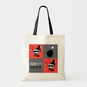 Chibi Harley Quinn Checker Pattern Tote Bag