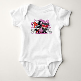 Chibi Harley Quinn & Chibi Catwoman With Cats Baby Bodysuit