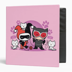 Chibi Harley Quinn & Chibi Catwoman With Cats Binder