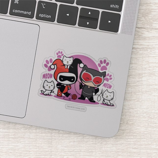 Chibi Harley Quinn & Chibi Catwoman With Cats Sticker (Detail)