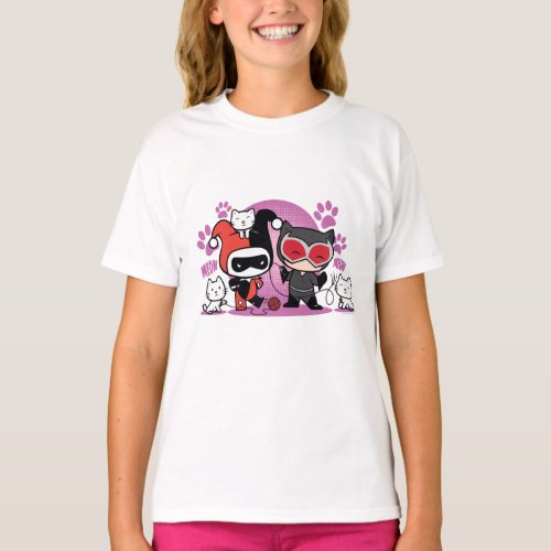 Chibi Harley Quinn  Chibi Catwoman With Cats T_Shirt