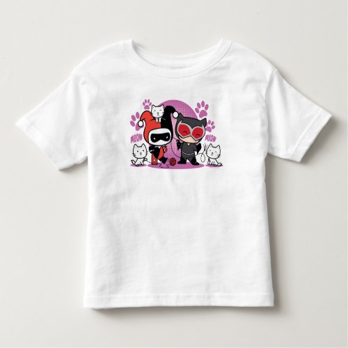 Chibi Harley Quinn  Chibi Catwoman With Cats Toddler T_shirt