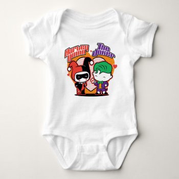 Chibi Harley Quinn & Chibi Joker Hearts Baby Bodysuit by justiceleague at Zazzle
