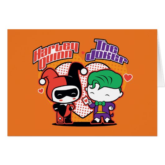 Chibi Harley Quinn & Chibi Joker Hearts Cards (Front Horizontal)
