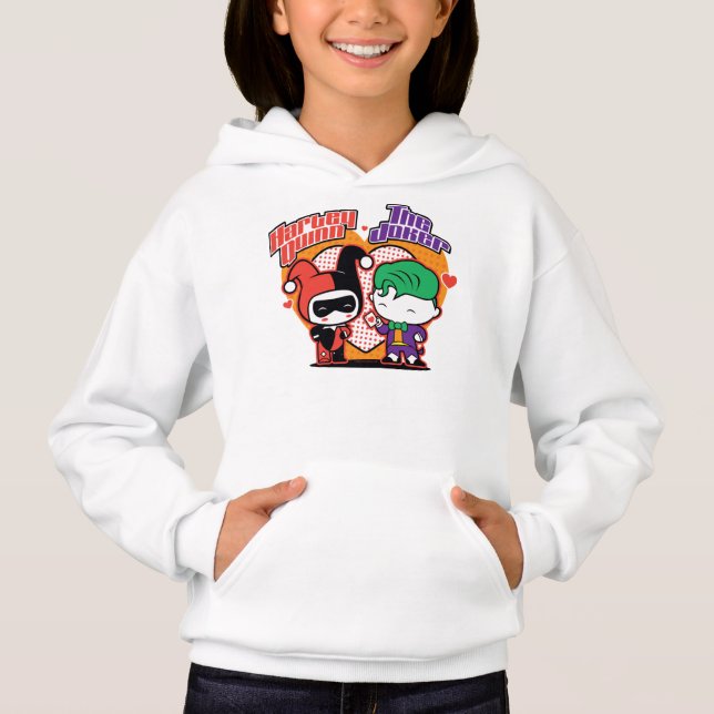 Chibi Harley Quinn & Chibi Joker Hearts Hoodie (Front)