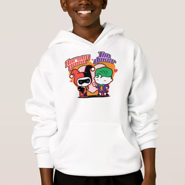 Chibi Harley Quinn & Chibi Joker Hearts Hoodie (Front)