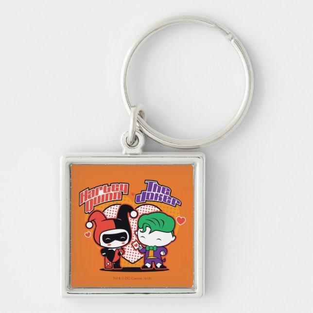 Chibi Harley Quinn & Chibi Joker Hearts Keychain (Front)
