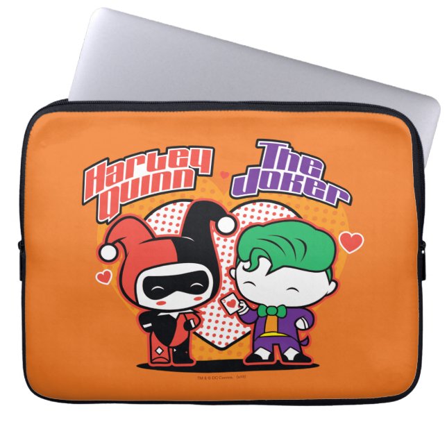 Chibi Harley Quinn & Chibi Joker Hearts Laptop Sleeve (Front)