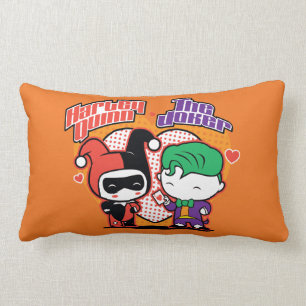 Chibi Harley Quinn & Chibi Joker Hearts Lumbar Pillow
