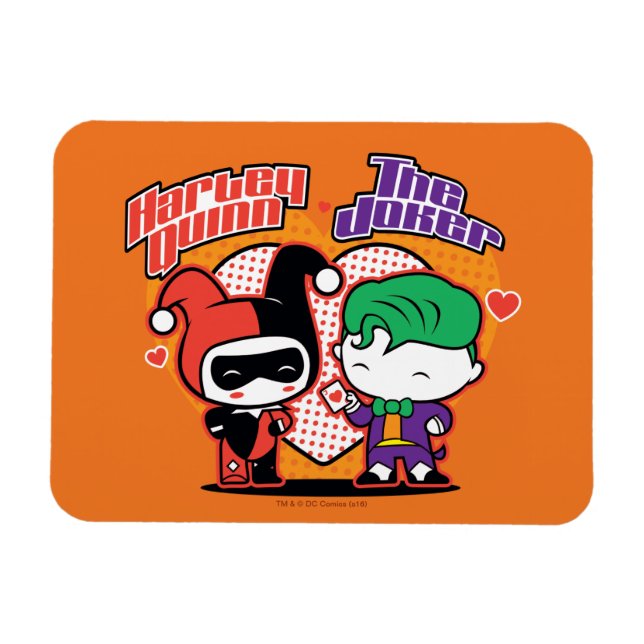 Chibi Harley Quinn & Chibi Joker Hearts Magnet (Horizontal)