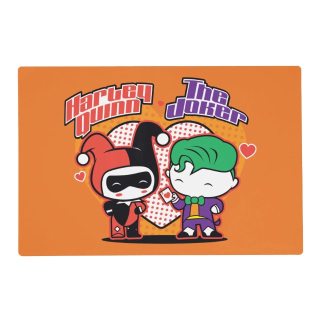 Chibi Harley Quinn & Chibi Joker Hearts Placemat (Front)