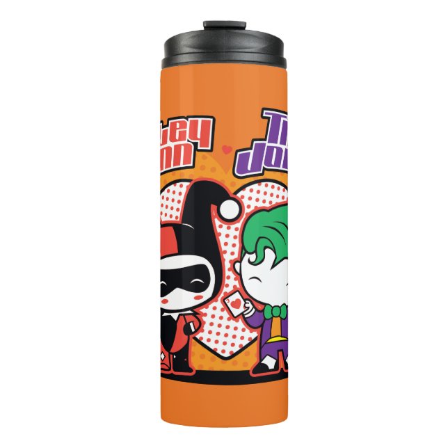 Chibi Harley Quinn & Chibi Joker Hearts Thermal Tumbler (Front)