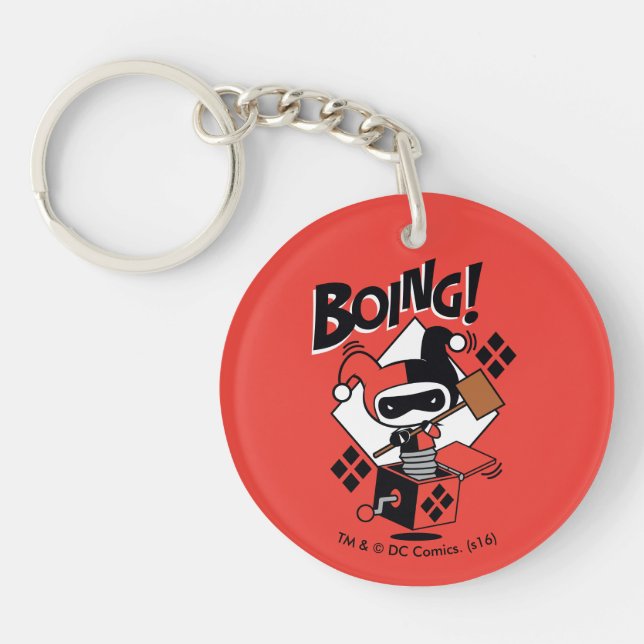 Chibi Harley-Quinn-In-A-Box With Hammer Keychain (Front)