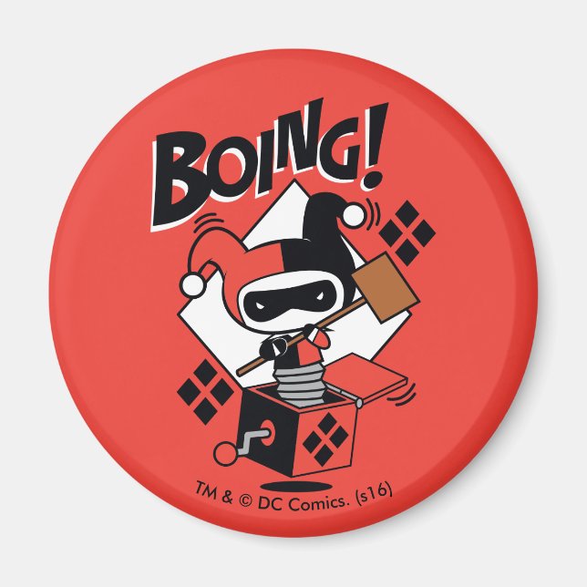 Chibi Harley-Quinn-In-A-Box With Hammer Magnet (Front)