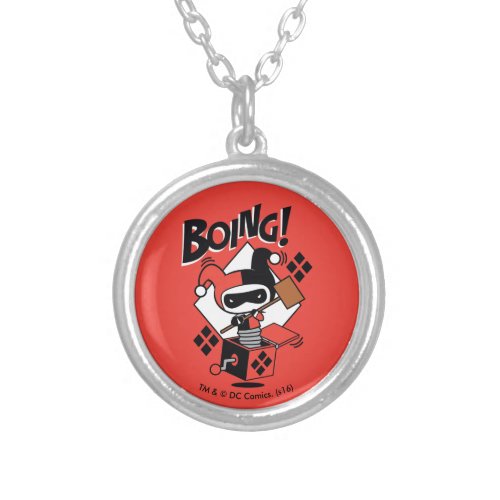 Chibi Harley_Quinn_In_A_Box With Hammer Silver Plated Necklace