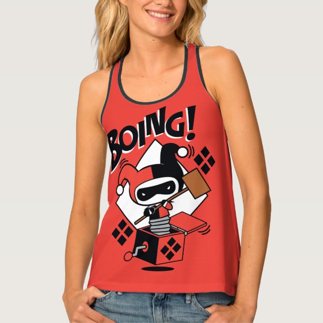 Chibi Harley-Quinn-In-A-Box With Hammer Tank Top (Front)
