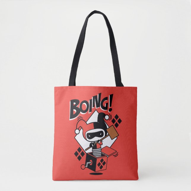 Chibi Harley-Quinn-In-A-Box With Hammer Tote Bag (Front)