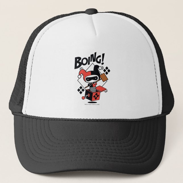 Chibi Harley-Quinn-In-A-Box With Hammer Trucker Hat (Front)