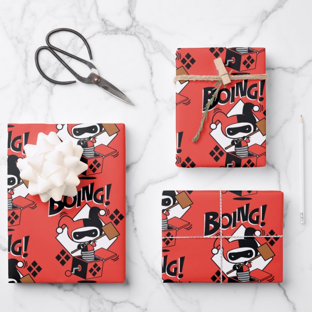 Chibi Harley-Quinn-In-A-Box With Hammer Wrapping Paper Sheets (Front)