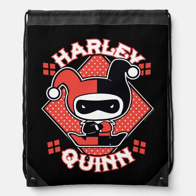 Chibi Harley Quinn Splits Drawstring Bag (Front)
