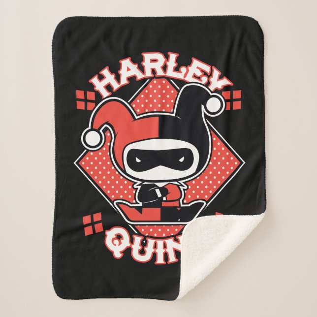 Chibi Harley Quinn Splits Sherpa Blanket (Front)