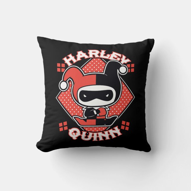 Chibi Harley Quinn Splits Throw Pillow (Front)