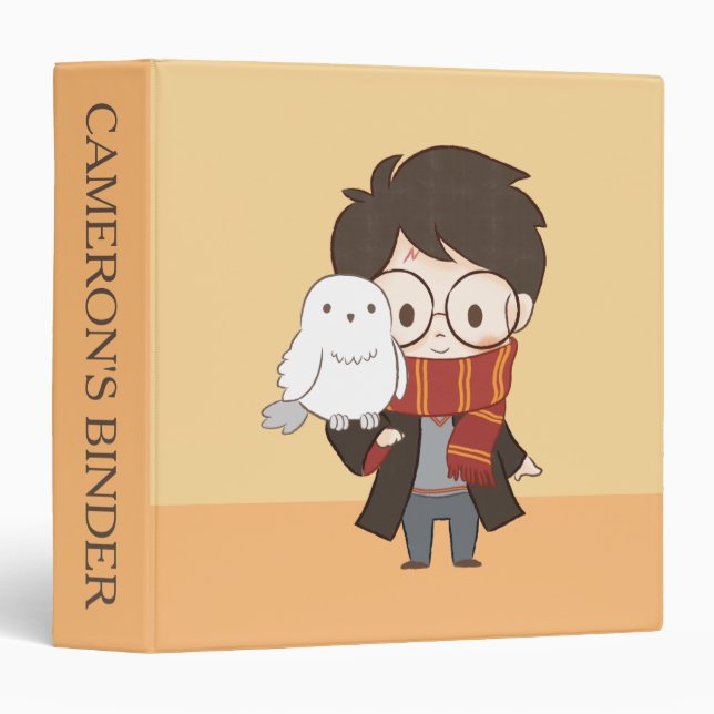 Chibi HARRY POTTER™ & Hedwig 3 Ring Binder (Front/Spine)