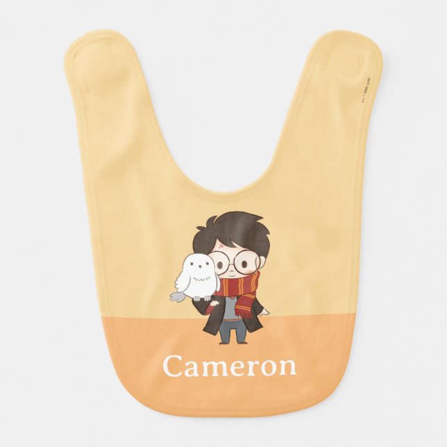 Chibi HARRY POTTER™ & Hedwig Baby Bib (Front)